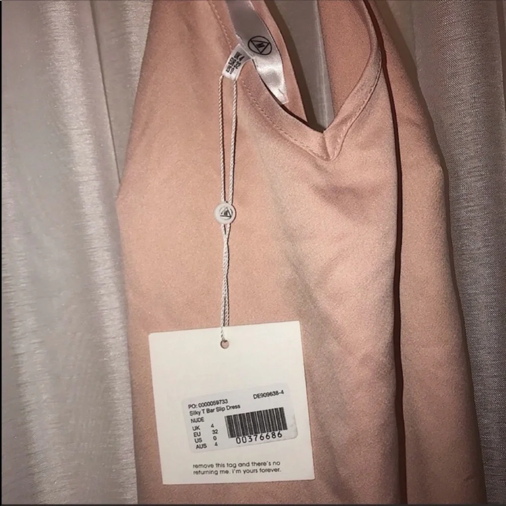 Missguided NWT Nude Silky T Bar Slip Dress